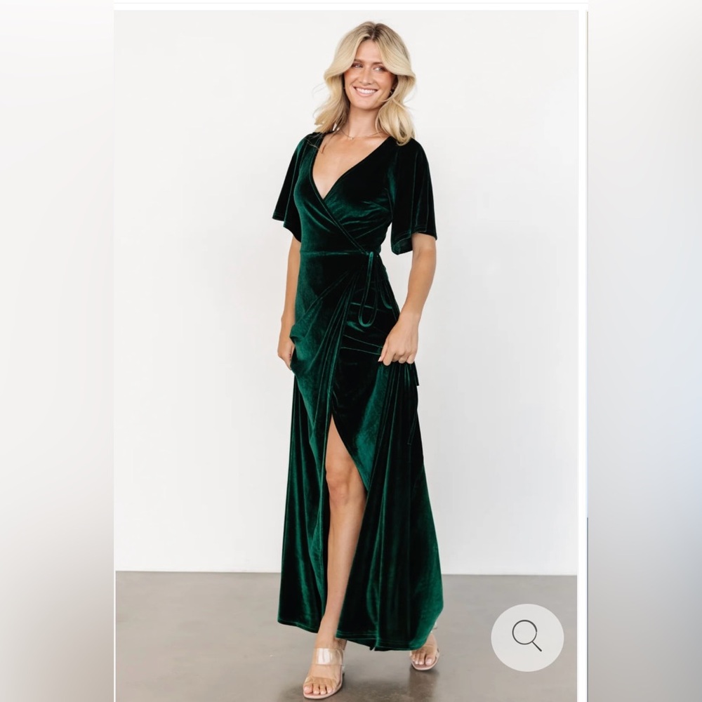 Meghan Velvet Wrap Maxi Dress - Emerald